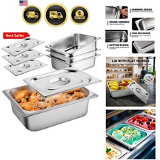 4 Pack 1/2 Half Size Hotel Pan with Lids, 4'' Deep Steam Table Pan with Lid, ...