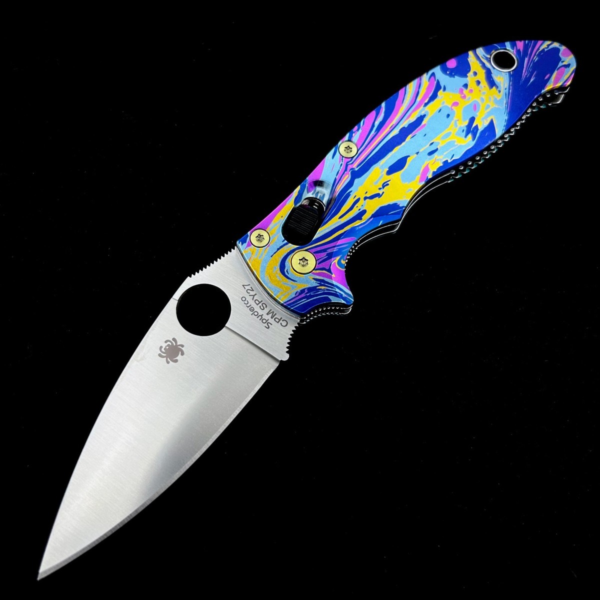 Spyderco Manix 2 C101GP2 w/Custom Plasma Titanium Scales & Gold