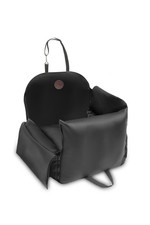 Dog Booster Car Seat Black Faux Leather Safety Belt Small Medium Dogs up 35lbs