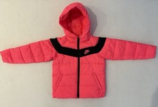 Nike Size 4-5 Synthetic-Fill Padded Jacket Racer Pink Hooded Coat