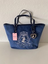 Juicy Couture Need More Juicy Tote In Regal Blue Embroidered W/Charm Retro NEW