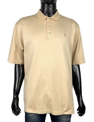 Polo Golf Ralph Lauren Herren Größe XL Beige Pima Cotton Microfantasy Pony