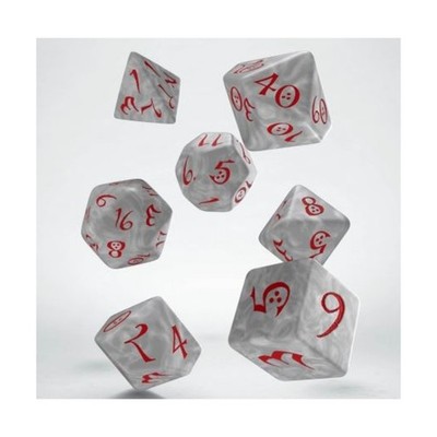 Q-Workshop Elven Dice Dice Set - Pearl w/Red (7) New