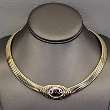 Vintage Kenneth J Lane for Avon Necklace Omega KJL Gold Tone Choker 17.5"