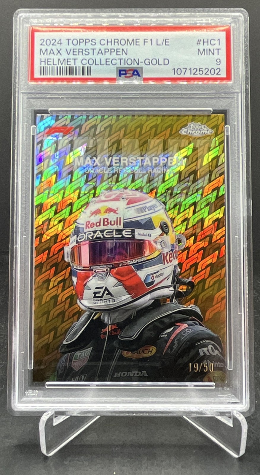 2024 Chrome Logofractor F1 Max Verstappen Helmet Collection Gold /50 PSA 9 #HC-1