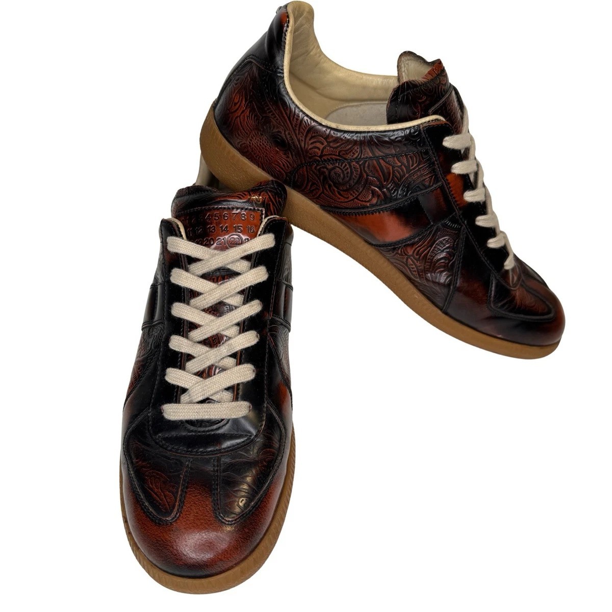 Maison Margiela GAT Sneakers Brown Men 8 41 Leather Low Top Gum | eBay