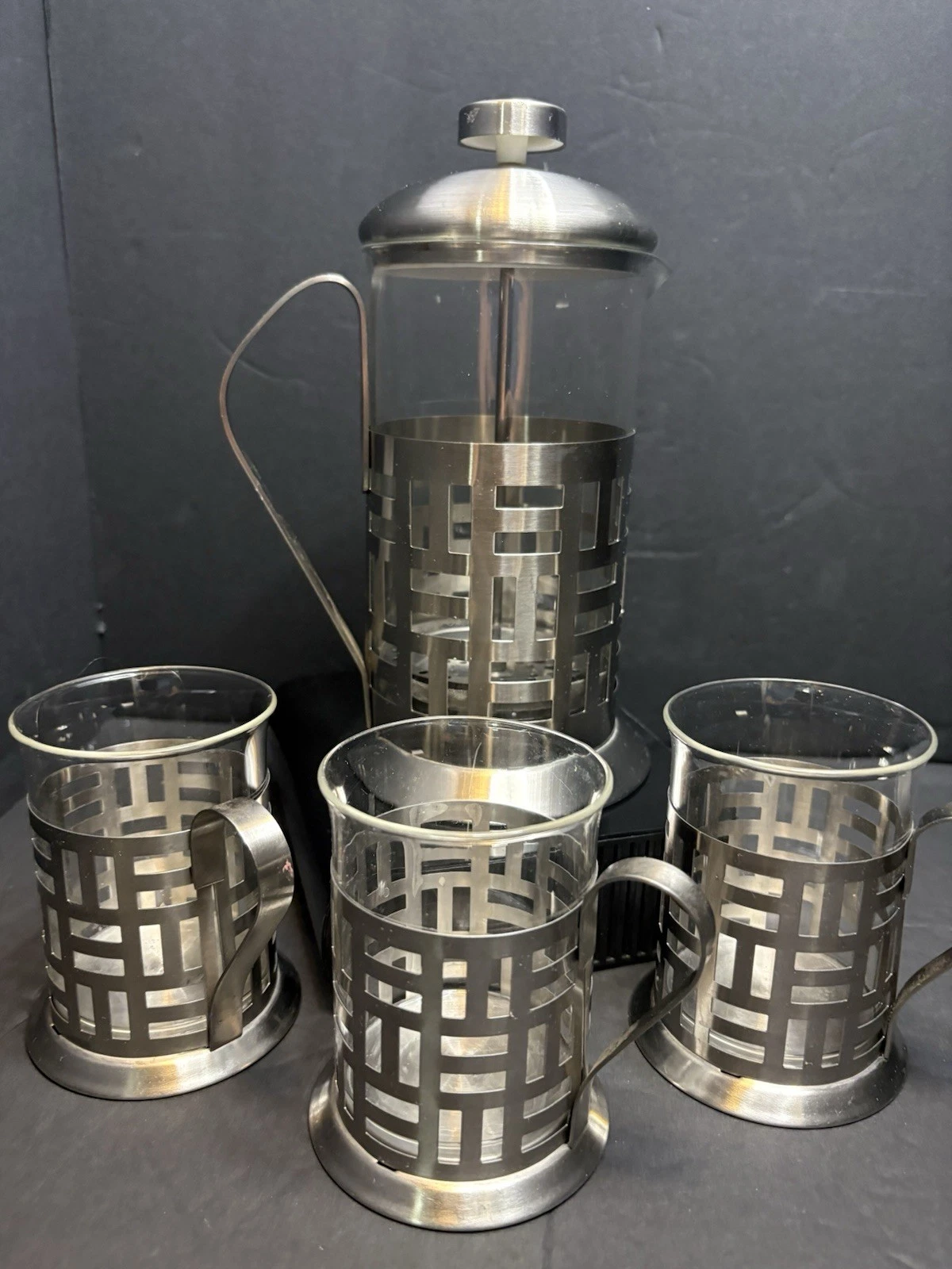 French Press Stainless Steel Frame Borosilicate Glass MCM Retro 3 Cups
Opens in a new window or tab