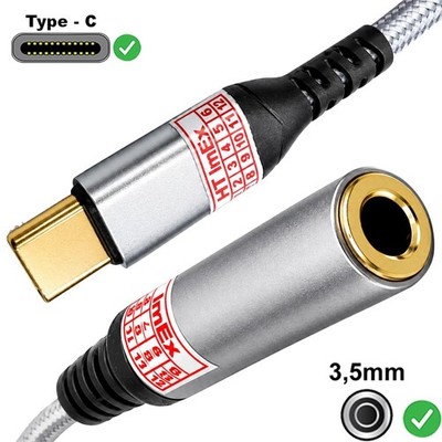 USB C to AUX 3.5mm Adapter DAC HiFi Audio Headphone Mic Nylon Cable