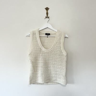 Me+Em Elfenbein Pullover Trägershirt Tank Top Gr. S Häkel offen Strick Lagenlook