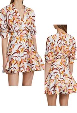 $450 Acler Northbrook Floral Linen Blend Mini Dress AU 12 US 8 Multicolor