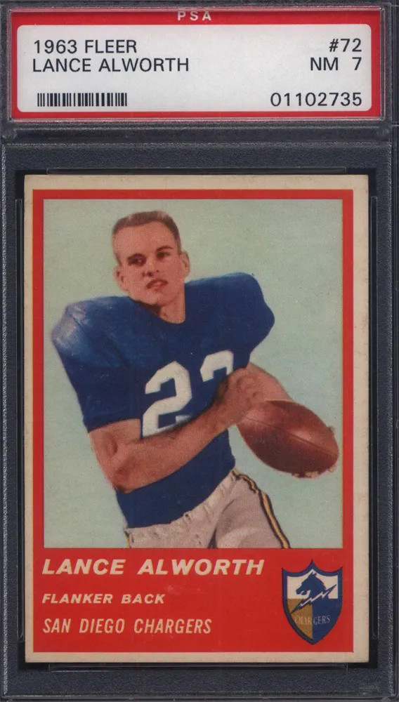 1963 Fleer #72 Lance Alworth Rookie HOF Chargers PSA 7