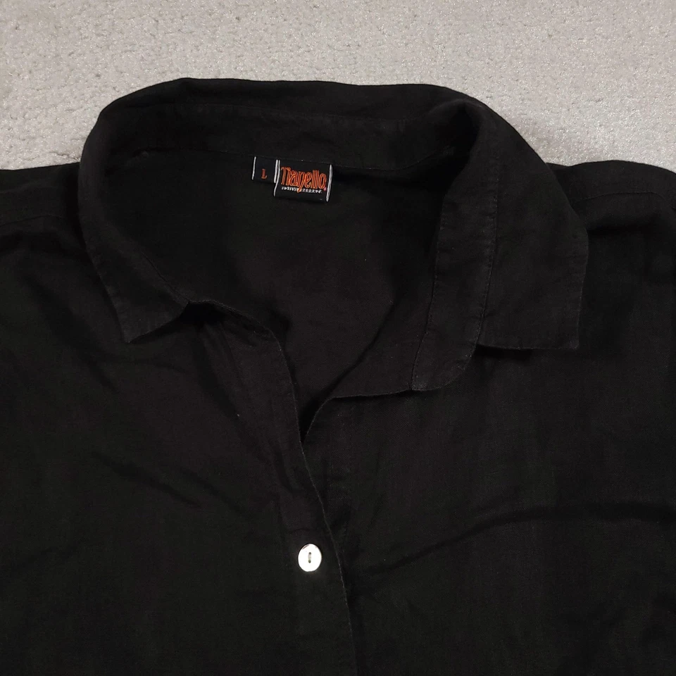 Camisa Tianello Mujer Grande Lino Blusa Abotonada Hecha en EE. UU. LD133 Manga Larga Foto 4 de 4