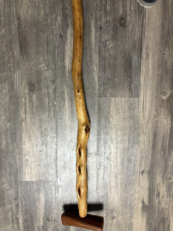 Handmade Brown Wooden Walking Stick Hiking Staff for Unisex Adults