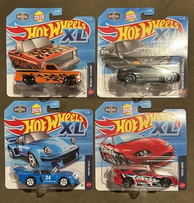 2026 Hot Wheels XL  Lot of 4- 83 SILVERADO, SKYLINE GT-R, PORSCHE, SUPRA