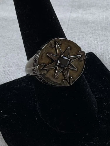 BBJ 925 Sterling Silver Men’s Compass Ring Size 8.75 Nautical Vintage
