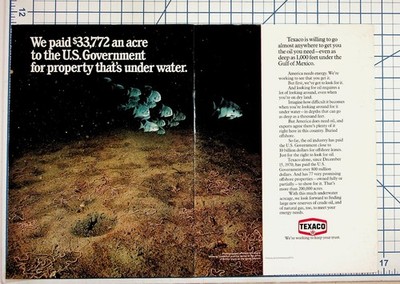 1974 Texaco Offshore Oil Ad Gulf of Mexico Energy Crisis Vintage Print Ephemera