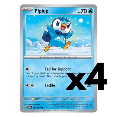 4x Piplup - 027/094 - ME02: Phantasmal Flames Pokemon Playset x4