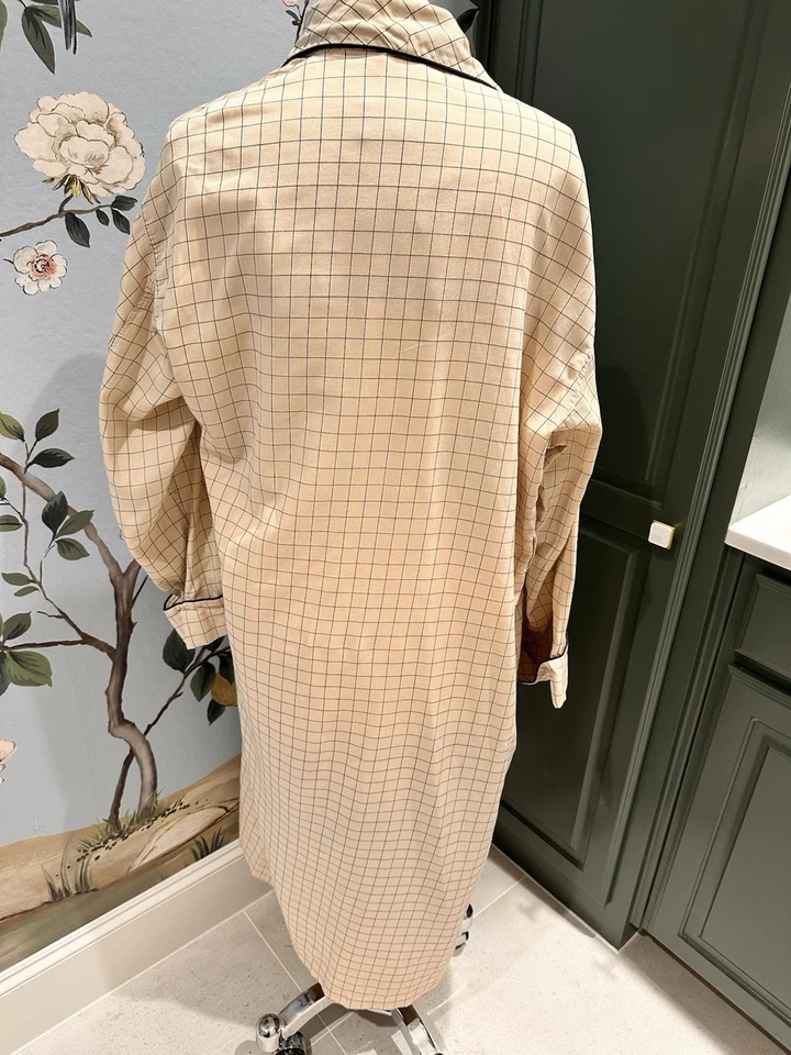 Daniel A Hanson Hombres Algodón Bata a Cuadros Talla M Marfil Hecho en Inglaterra Neiman Marcus Foto 3 de 4