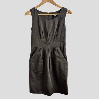 Women s Sleeveless Dress Normcore Knee Length Olive Green Fitted Sheath Size 2