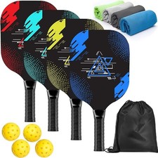 MULTI - AOPOUL Pickleball Set 4 Premium Wood Paddles Cushion Comfort Grip
