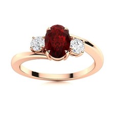 Garnet Gemstone 925 Sterling Silver Boho Three-Stone January Ring Jewelry
