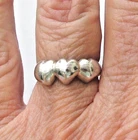 Vintage 3 Triple PUFFY HEARTS Sterling Silver Band Ring Signed ND Size 7