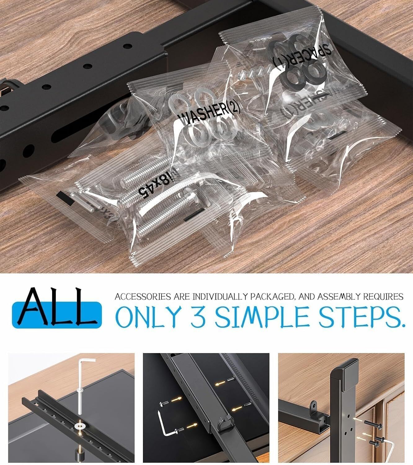 Universal Table Top TV Stand Base Replacement for Most 37-86 Inch LCD LED TVs