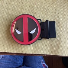 Marvel Heroes Deadpool Graphic Belt Buckle Black Red Clamp Closure Anchor