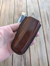 Buck 110 Folding Hunter Molded Leather Sheath with Belt Clip , Vertical Carry
