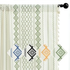 Boho Curtains Sage Green 84 Inch Length 2 Panels Set, Linen Farmhouse Window ...