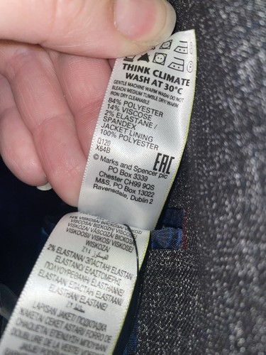Chaqueta Blazer Hombre Mark and Spencer Inteligente Gris 42 Largo Corto Nueva - Imagen 5 de 12
