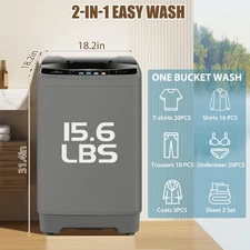 Portable Washing Machine 15.6lb Capacity Fully Automatic Compact Washer Home