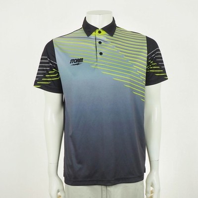 H5G Storm Bowling Polo Shirt Mens Medium Black Tournament Performance Jersey