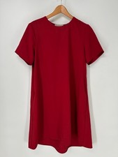 Everlane Dress Womens 8 Red Short Sleeve Pleated Shirtdress Short Sleeve