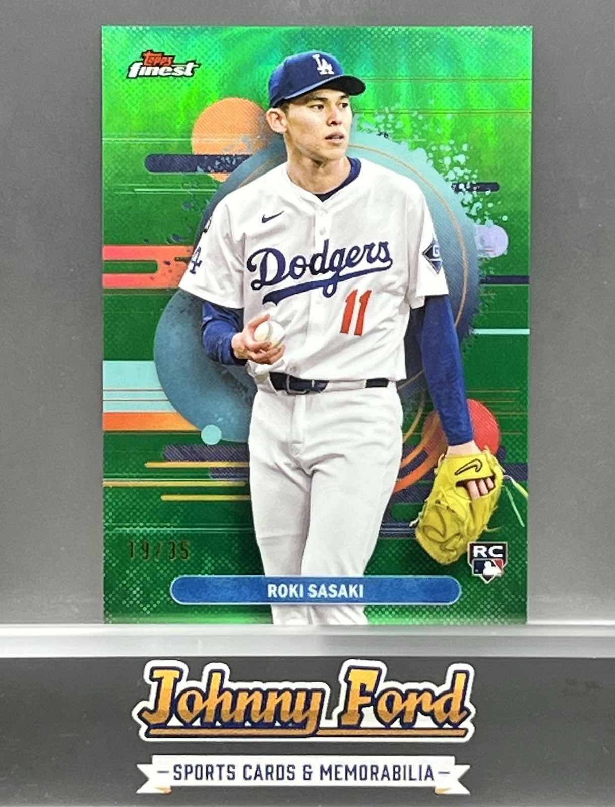 2025 Topps Finest Roki Sasaki Uncommon Green Refractor Rookie #19/35 #116