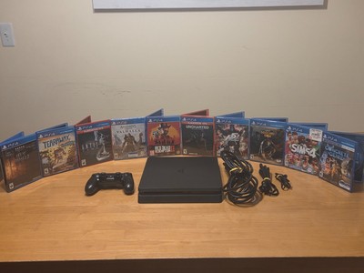 Sony PS4 Slim 1TB Console Black Bundle - 10 Games - RDR2, AC Valhalla, Uncharted