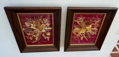 Framed Dorothy Wylie Original Mixed Media Botanical Flower Collage Folk Art Set