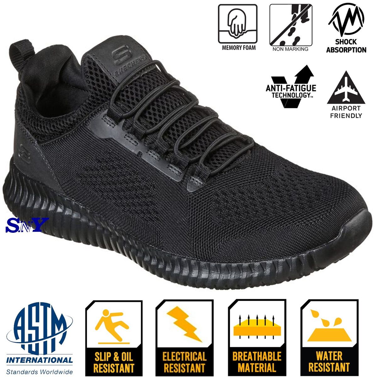 SKECHERS Men's Slip Water Resistant Breathable Lightweight Shoes ASTM | eBay