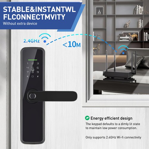 Tuya WiFi Smart Lock Türschloss Elektronisches Fingerprint Schloss APP Mit Griff - Bild 10 von 14