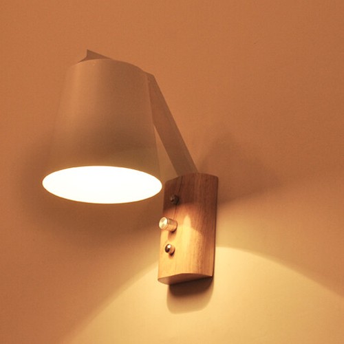 5W LED Hotel Wall Lamp E27 Bulb Iron Lampshade Knob Switch Bedroom Light Fixture - Picture 5 of 14