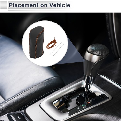 Car Gear Shift Knob Cover for Nissan Tiida 2004-2012 Black Brown Faux Leather - Picture 3 of 6
