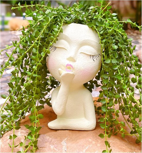 Face Planter Pot, Head Face Planter Flower Pots, for Plants Succulent Planter - Picture 3 of 6