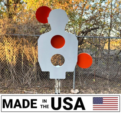 [SR] 3/8'' Steel Hostage Reactive Target 10''x18'' Torso & 3 Swivel Paddles T-Post