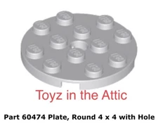 Lego 1x 60474 Light Bluish Gray Plate, Round 4 x 4 with Hole 10497