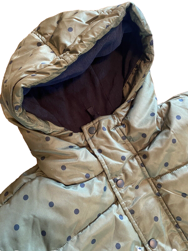 THEREABOUTS Kids Unisex L 14-16 Green Black Polka Dot Hooded Puffer Jacket NWT - Picture 4 of 6