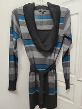 AB STUDIO LONG SWEATER DRESS MEDIUM BLACK GRAY TEAL/Sweater dress Women's SALE!!