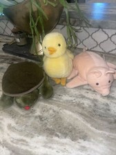 Lot Of 3 Folkmanis Hand Puppets Pig Turtle Duck/Chick Puppet Animal Full Body -P