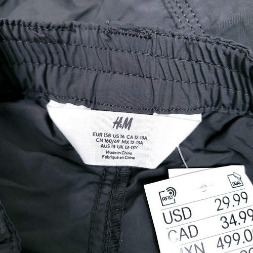 H&M Girls Cargo Pants 16 Gray Pockets Elastic Waist Nylon Lightweight - Picture 11 of 12
