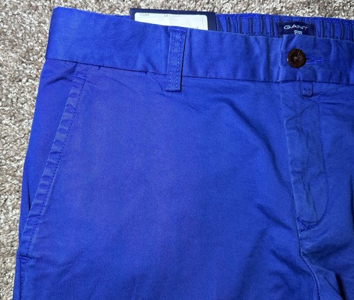 GANT Herren Hose Chino einfarbig blau schmal bequem vorne flach Größe 30/32 "in Neu mit Etikett - Bild 8 von 24