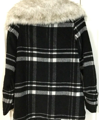 NEW WOMEN'S OAKLEY SMALL JACKET Black Plaid Wool w/ Faux Fur Collar w/ Tags - Picture 4 of 6